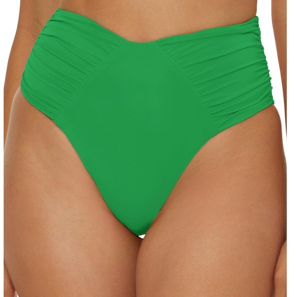 Becca by Rebecca Virtue Vintage High Waist Bikini Bottom Emerald Green Medium